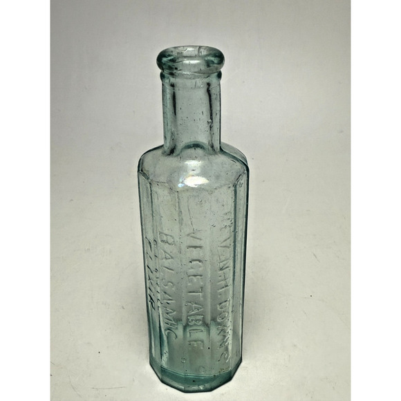 Antique Rev NH Downs Vegetable Balsamic Elixir 1890 Blue 12 Sided 4.5" Bottle - Picture 3 of 12